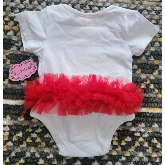 Popatu Baby Girl's 18 Months Christmas Reindeer Bow Holiday Bodysuit White/Red - Picture 6 of 9